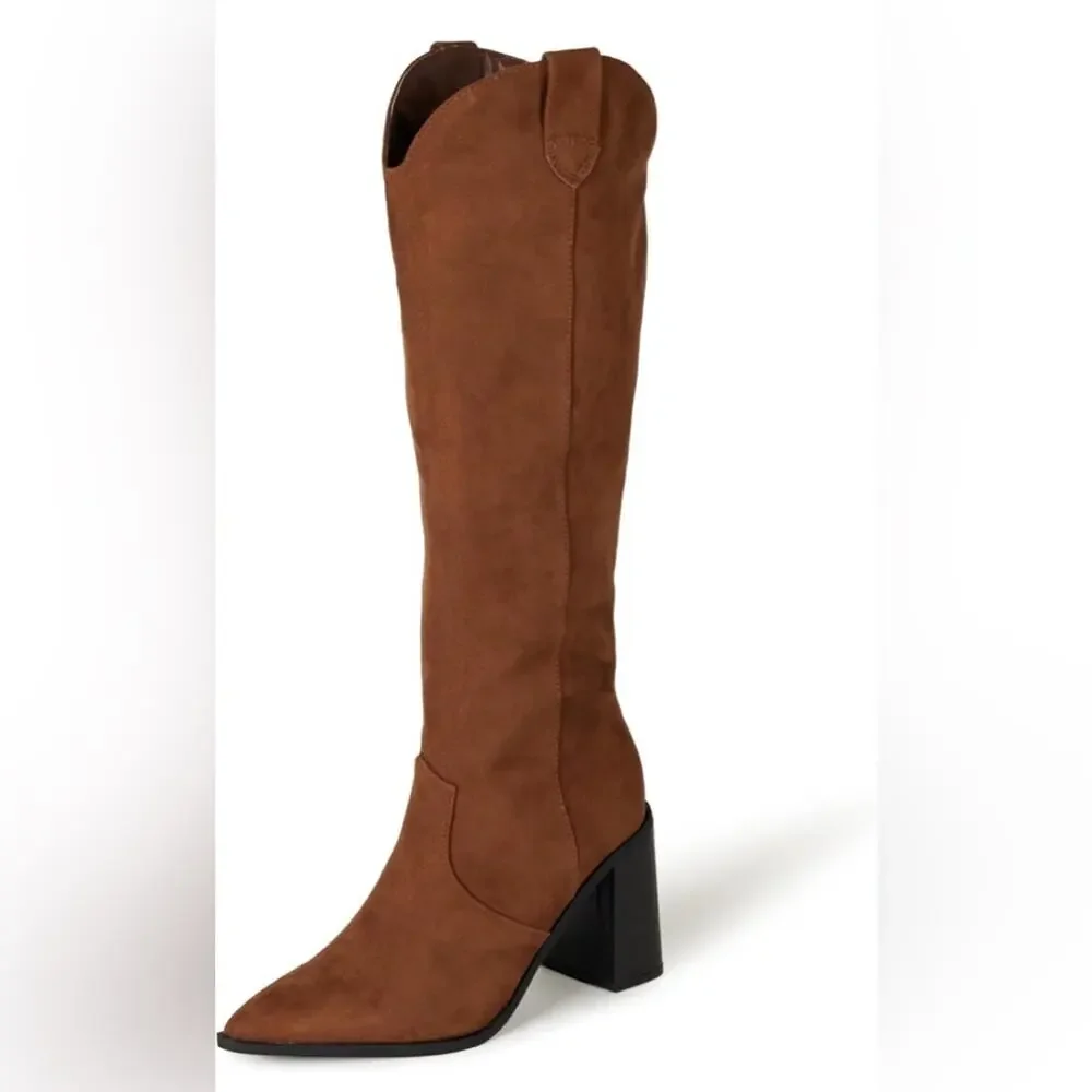 NEW The Drop Women's Cassandra‎ Knee-High Western Boot size 6.5 Brown